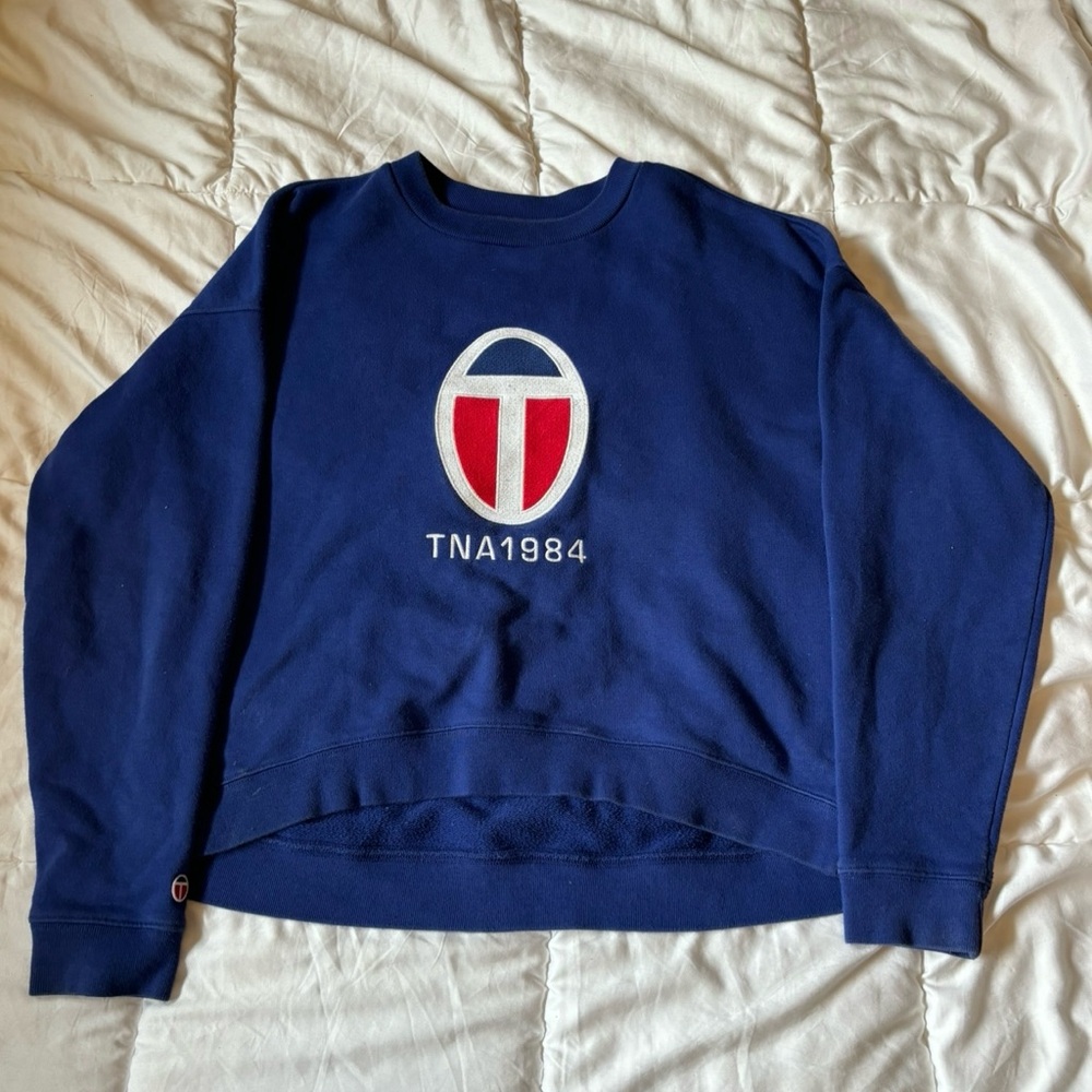 TNA Blue Crewneck Men's Sweater with Red Logo